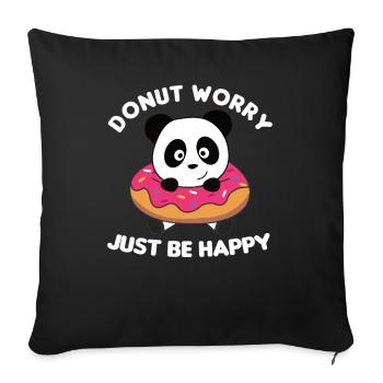 Cute panda funny animals in donut pink - Sofa pillowcase 17,3'' x 17,3'' (45 x 45 cm) - black - Front
