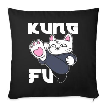 Kung Fu Cat Katzenmama - Sofakissenbezug 45 x 45 cm - Schwarz - Vorne