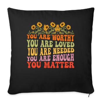 You Matter Kindness Be Kind Groovy Mental Health - Sofa pillowcase 17,3'' x 17,3'' (45 x 45 cm) - black - Front