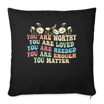 You Matter Kindness Be Kind Groovy Mental Health - Sofa pillowcase 17,3'' x 17,3'' (45 x 45 cm) - black - Front
