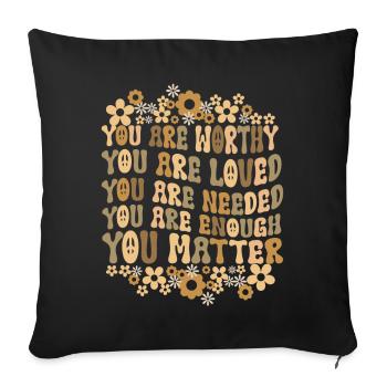 You Matter Kindness Be Kind Groovy Mental Health - Sofa pillowcase 17,3'' x 17,3'' (45 x 45 cm) - black - Front