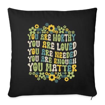 You Matter Kindness Be Kind Groovy Mental Health - Sofa pillowcase 17,3'' x 17,3'' (45 x 45 cm) - black - Front