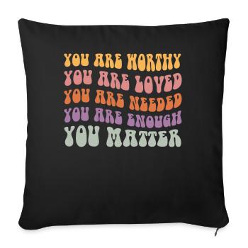 You Matter Kindness Be Kind Groovy Mental Health - Sofa pillowcase 17,3'' x 17,3'' (45 x 45 cm) - black - Front