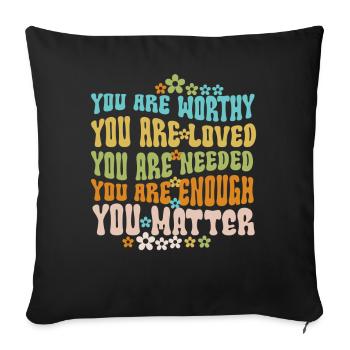 You Matter Kindness Be Kind Groovy Mental Health - Sofa pillowcase 17,3'' x 17,3'' (45 x 45 cm) - black - Front