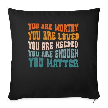 You Matter Kindness Be Kind Groovy Mental Health - Sofa pillowcase 17,3'' x 17,3'' (45 x 45 cm) - black - Front