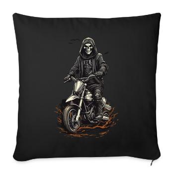 Conception de la Faucheuse de motocross d’Halloween - Housse de coussin décorative 45 x 45 cm - noir - Devant