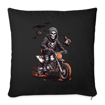 Halloween Motocross Skeleton Racer - Sofa pillowcase 17,3'' x 17,3'' (45 x 45 cm) - black - Front