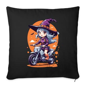 Anime Witch Biker Halloween Special - Housse de coussin décorative 45 x 45 cm - noir - Devant