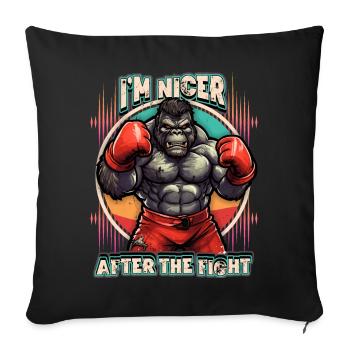 Drôle de gorille, singe comme boxeur, dicton de boxe - Housse de coussin décorative 45 x 45 cm - noir - Devant