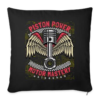 Moto, Motarde Dictant, Piston, Piston Puissance - Housse de coussin décorative 45 x 45 cm - noir - Devant