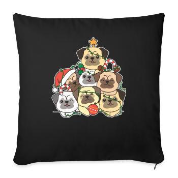 Pug Christmas Tree Funny Animal Christmas - Sofa pillowcase 17,3'' x 17,3'' (45 x 45 cm) - black - Front