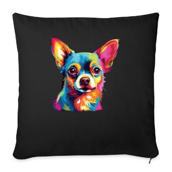 Watercolor Colorful Chihuahua - Sofa pillowcase 17,3'' x 17,3'' (45 x 45 cm) - black - Front
