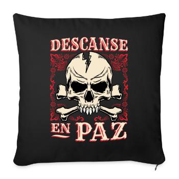 Skull, Crossbones Bone Saying Rest-In-Peace - Sofa pillowcase 17,3'' x 17,3'' (45 x 45 cm) - black - Front