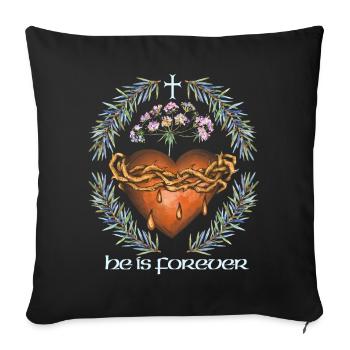 Jésus, Jésus-Christ, Cœur avec couronne d’épines - Housse de coussin décorative 45 x 45 cm - noir - Devant