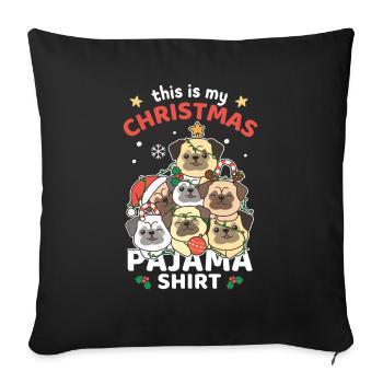 Christmas Pug Christmas Pajamas - Sofa pillowcase 17,3'' x 17,3'' (45 x 45 cm) - black - Front