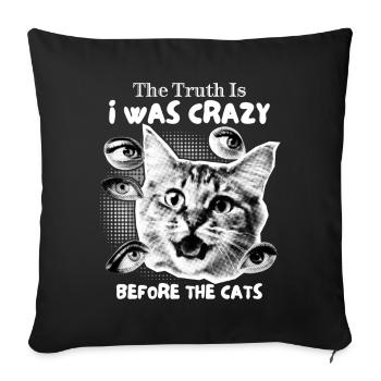 Crazy Cat Collage, Funny Cats Saying - Sofa pillowcase 17,3'' x 17,3'' (45 x 45 cm) - black - Front