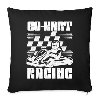 Go-Kart, Course, Course de karting, Pilote de karting - Housse de coussin décorative 45 x 45 cm - noir - Devant