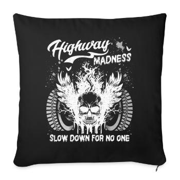 Totenkopf, Racing Skull, Autobahn, Highway Biker - Sofakissenbezug 45 x 45 cm - Schwarz - Vorne