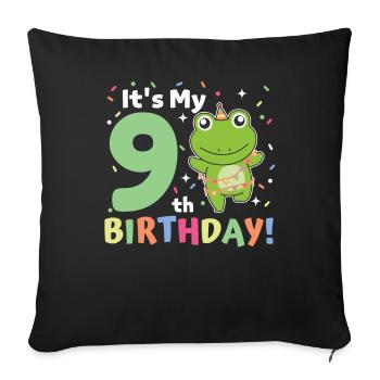 Frog for 9th birthday children nine years old - Sofa pillowcase 17,3'' x 17,3'' (45 x 45 cm) - black - Front