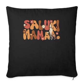 Lévrier persan Groovy Saluki maman - Housse de coussin décorative 45 x 45 cm - noir - Devant