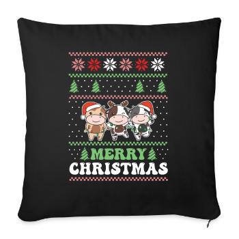 Merry Christmas retro ugly christmas cow - Sofa pillowcase 17,3'' x 17,3'' (45 x 45 cm) - black - Front