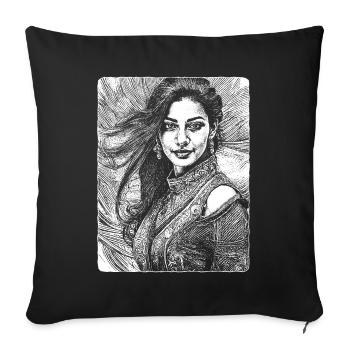Power women in the spotlight: T-shirt for rock ladies - Sofa pillowcase 17,3'' x 17,3'' (45 x 45 cm) - black - Front