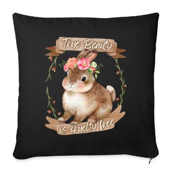 Petit lapin, lapin, bien-être animal, Vegan, dicton - Housse de coussin décorative 45 x 45 cm - noir - Devant