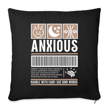 Streetwear anxieux, anxiété Vintage Fashion Label - Housse de coussin décorative 45 x 45 cm - noir - Devant
