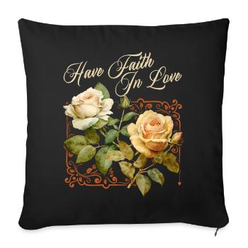 Vintage Roses, Victorian Rose, Love Saying - Sofa pillowcase 17,3'' x 17,3'' (45 x 45 cm) - black - Front