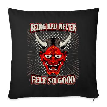 Drôle de diable disant, masque du diable, Style comique - Housse de coussin décorative 45 x 45 cm - noir - Devant