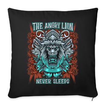 Lion Dicton, Lion Mythologique, Tête De Lion - Housse de coussin décorative 45 x 45 cm - noir - Devant