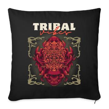 Bali Asia Mask, Indonesian Barong Deity - Sofa pillowcase 17,3'' x 17,3'' (45 x 45 cm) - black - Front