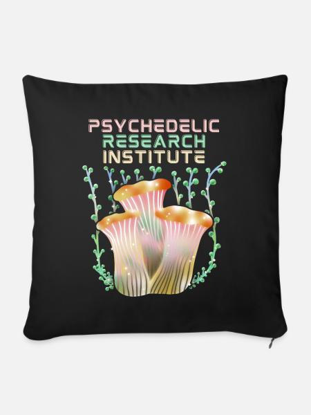 Psychedelische Pilze, Psychedelic, Spruch - Sofakissenbezug 45 x 45 cm - Schwarz