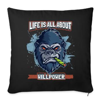 Funny Comic Gorilla Monkey with Joint, Monkey Saying - Sofa pillowcase 17,3'' x 17,3'' (45 x 45 cm) - black - Front