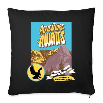 Yosemite National Park, Vintage, Tenaya Canyon - Sofa pillowcase 17,3'' x 17,3'' (45 x 45 cm) - black - Front