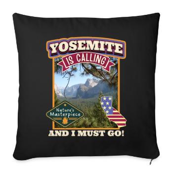 Yosemite National Park, Vintage Retro, California - Sofa pillowcase 17,3'' x 17,3'' (45 x 45 cm) - black - Front