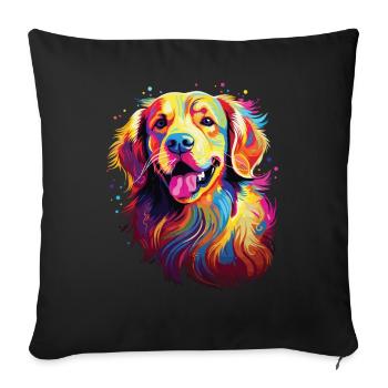 Watercolor Colorful Golden Retriever - Sofa pillowcase 17,3'' x 17,3'' (45 x 45 cm) - black - Front