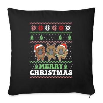 Merry Christmas retro ugly christmas platypus - Sofa pillowcase 17,3'' x 17,3'' (45 x 45 cm) - black - Front