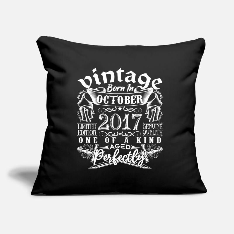 2017 Octobre 2017 anniversaire October 2017 Housse de coussin décorative 45 x 45 cm