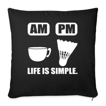 Kaffee und Badmintonliebhaber Federballspieler - Sofakissenbezug 45 x 45 cm - Schwarz - Vorne