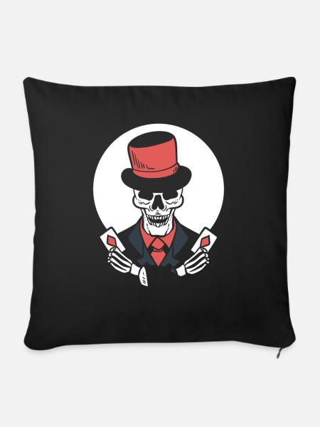 Skelett -Pokerkarten Zauberer - Sofakissenbezug 45 x 45 cm - Schwarz