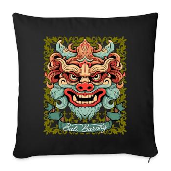 Asia Mask, Indonesian Barong Deity, Bali - Sofa pillowcase 17,3'' x 17,3'' (45 x 45 cm) - black - Front