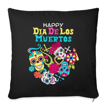 Dia-de-Muertos, Mexique, Crâne De Sucre, Crâne - Housse de coussin décorative 45 x 45 cm - noir - Devant