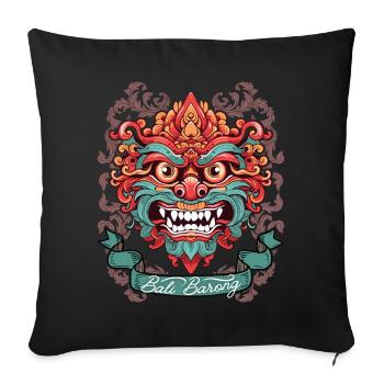 Barong Mask, Indonesian Deity, Bali - Sofa pillowcase 17,3'' x 17,3'' (45 x 45 cm) - black - Front