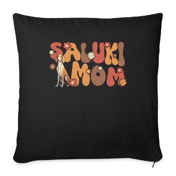 Chien persan Groovy Saluki maman - Housse de coussin décorative 45 x 45 cm - noir - Devant