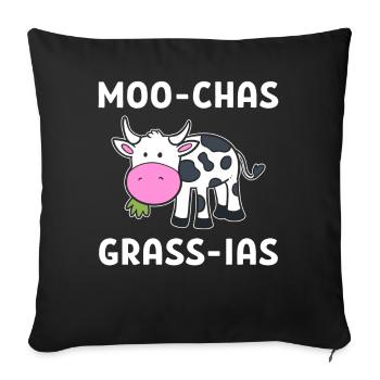 Moo-chas Grass-ias Milchbauer - Sofakissenbezug 45 x 45 cm - Schwarz - Vorne