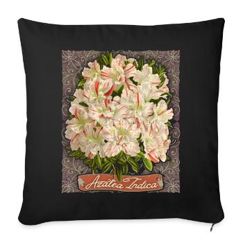 Azalée Indica, fleurs botaniques vintage, azalée - Housse de coussin décorative 45 x 45 cm - noir - Devant
