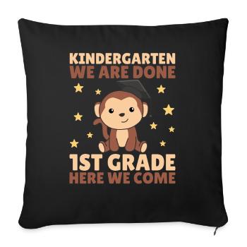Enfants Maternelle diplômé singe 1ère année - Housse de coussin décorative 45 x 45 cm - noir - Devant