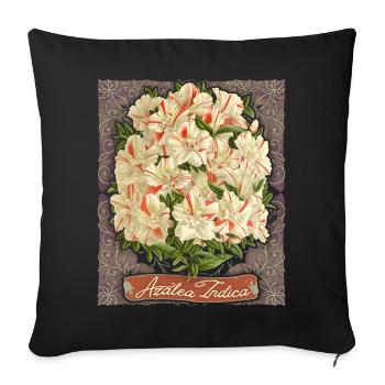 Azalea Indica vintage botanical striped azalea - Sofa pillowcase 17,3'' x 17,3'' (45 x 45 cm) - black - Front