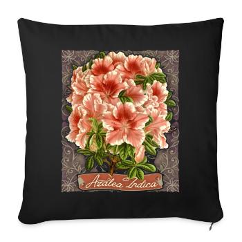 Indian azalea, vintage retro Azalea Indica - Sofa pillowcase 17,3'' x 17,3'' (45 x 45 cm) - black - Front